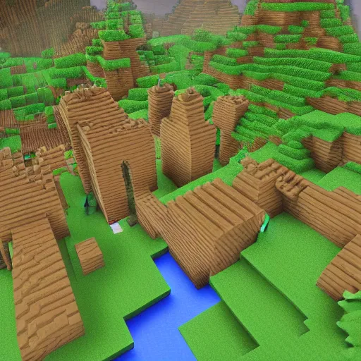 Image similar to a minecraft village, by alvar aalto