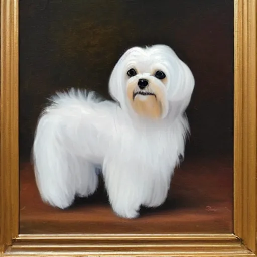 Prompt: exquiste oil canvas of a maltese dog