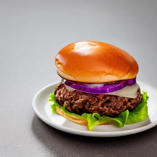 Image similar to hamburger with sauce running down bun, hyper realistic, award winning food photography