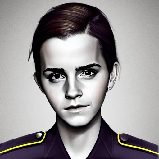 Prompt: emma watson as a police woman, digital art