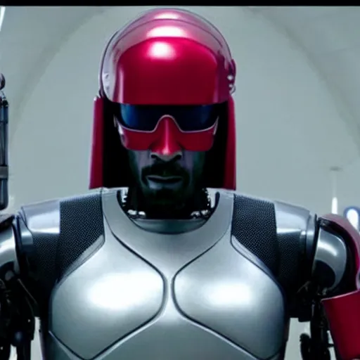 Prompt: movie still of Snoop Dogg as Robocop