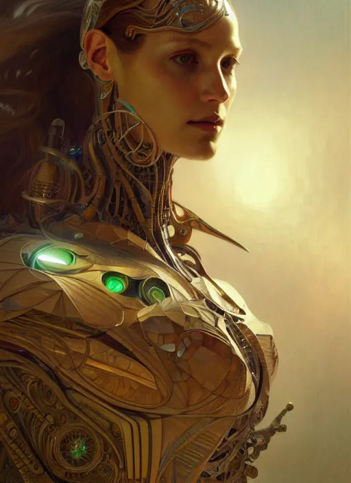 Image similar to organic cyborg, Egyptian, diffuse lighting, fantasy, intricate, elegant, highly detailed, lifelike, photorealistic, digital painting, artstation, illustration, concept art, smooth, sharp focus, art by John Collier and Albert Aublet and Krenz Cushart and Artem Demura and Alphonse Mucha