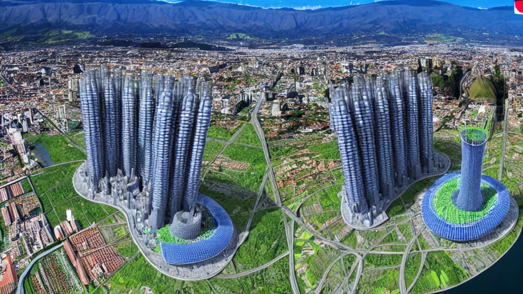 Image similar to Nucleur Reactor integrated with nature and City Quito, Ecuador; by Vincent Callebaut; 4K, 12K