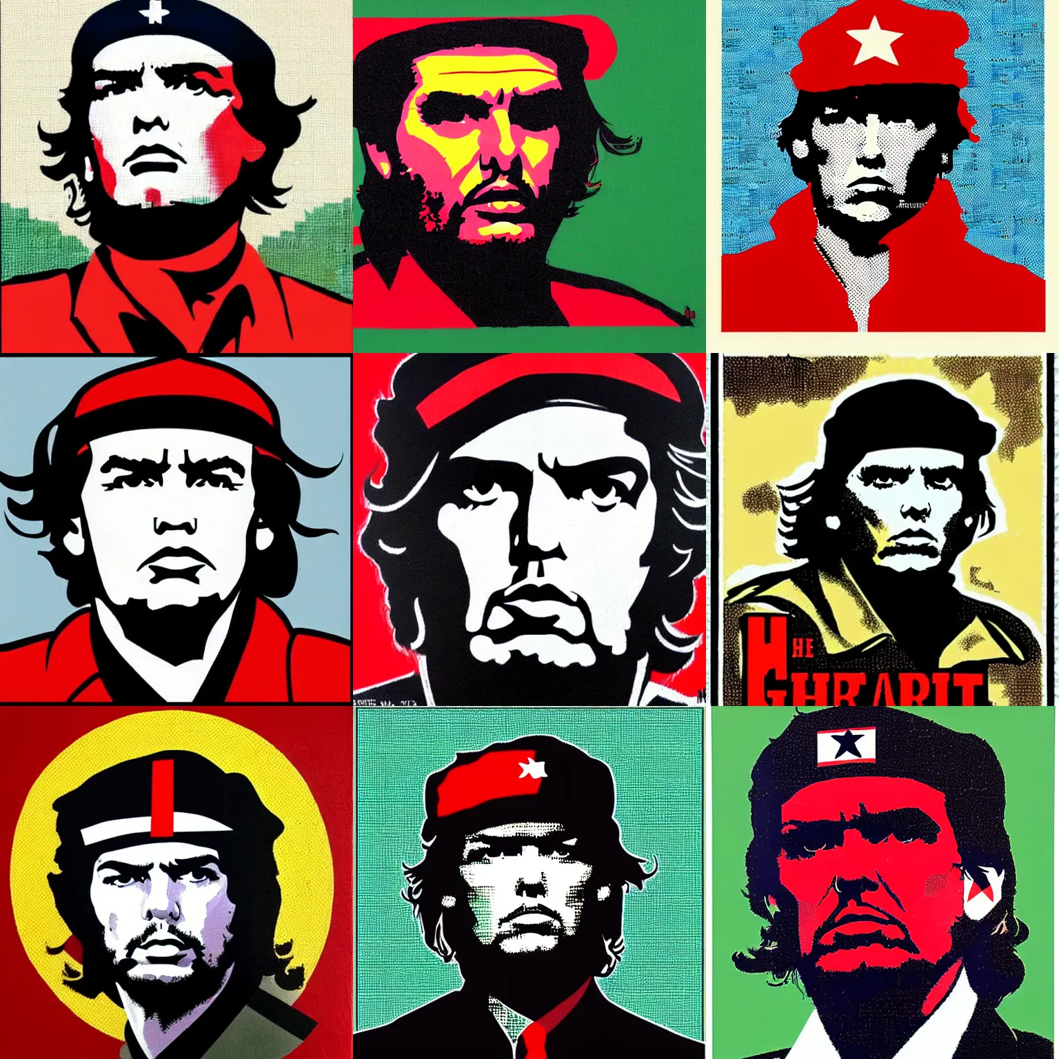 Prompt: guerrillero heroico, donald trump as the socialist revolutionary che guevara, iconic digit art by jim fitzpatrick