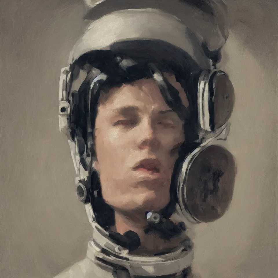 Image similar to a portrait astronaut wearing a headphone, digital painting, digital art, beautiful, cinematic, art by jeremy lipking