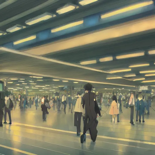 Prompt: Shinjuku Station, Anime concept art by Makoto Shinkai