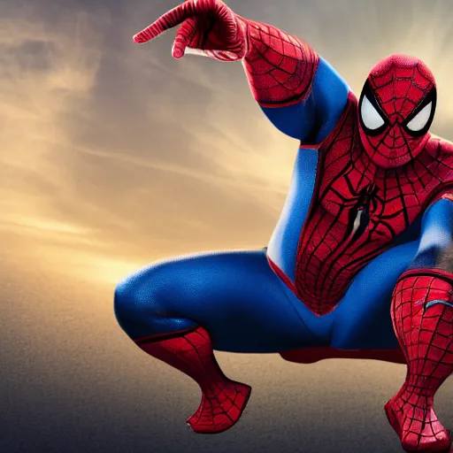 Image similar to fat spiderman posing for a picture, 4 k, detailed