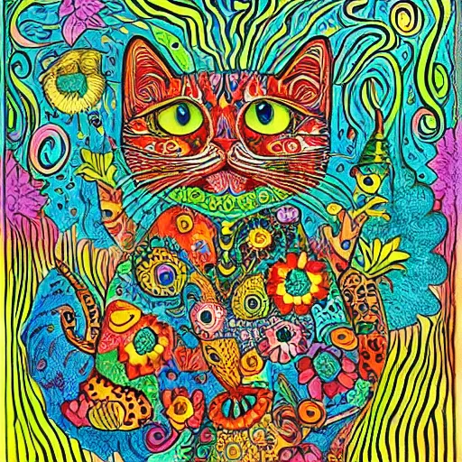 Psychedelic cats in the style of Louis Wain | Stable Diffusion | OpenArt