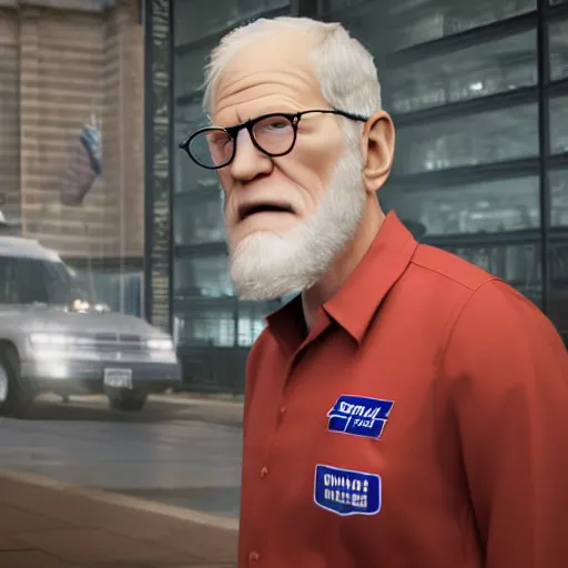 Image similar to hyperrealistic dslr film still of david letterman disguised as a usps postal worker, stunning 8 k octane comprehensive 3 d render, inspired by istvan sandorfi & greg rutkowski & unreal engine, perfect symmetry, dim volumetric cinematic lighting, extremely hyper - detailed, incredibly real lifelike attributes & flesh texture, intricate, masterpiece, artstation, stunning