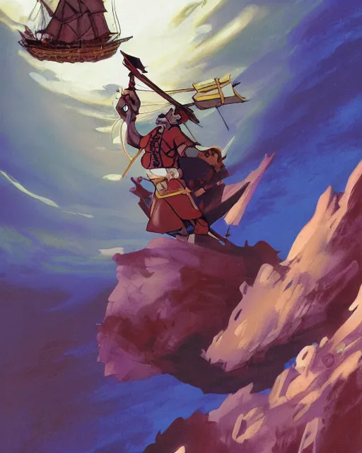 Image similar to portrait of a spanish conquistador in battle, by daniel zrom and disney concept artists and studio ghibli, treasure planet movie still, treasure planet movie color scheme, symmetric, handsome