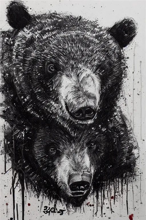 Prompt: agressive bear by Guy Denning