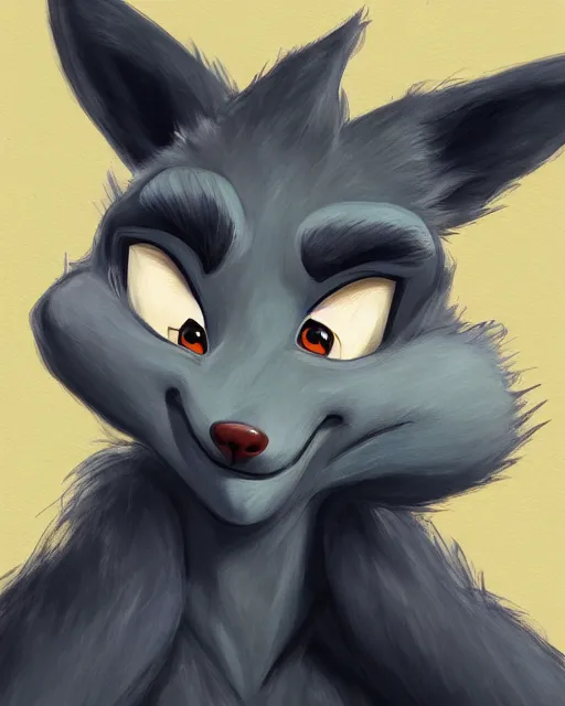 Image similar to full body oil painting of anthromorphic female wolf, in style of zootopia, female fursona, furry, furaffinity, 4 k, deviantart, furry art, fursona art, wearing black business suit, wearing black business suit, wolf fursona, female, very expressive detailed feminine face,