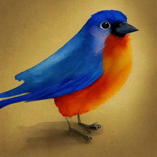 Image similar to a beautiful adorable fantasy whimsical watercolor painting of a blue bird, a red bird and a yellow bird, bright blue sky, Disney concept art, trending on artstation hq, contest winner