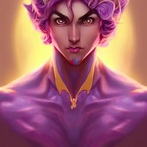 Prompt: fairy prince, gold on purple, by artgerm and eko nugroho, trending on artstation