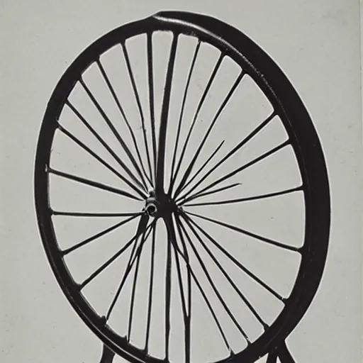 Image similar to packshot of a bicycle wheel on a stool by Marcel Duchamp and Man Ray