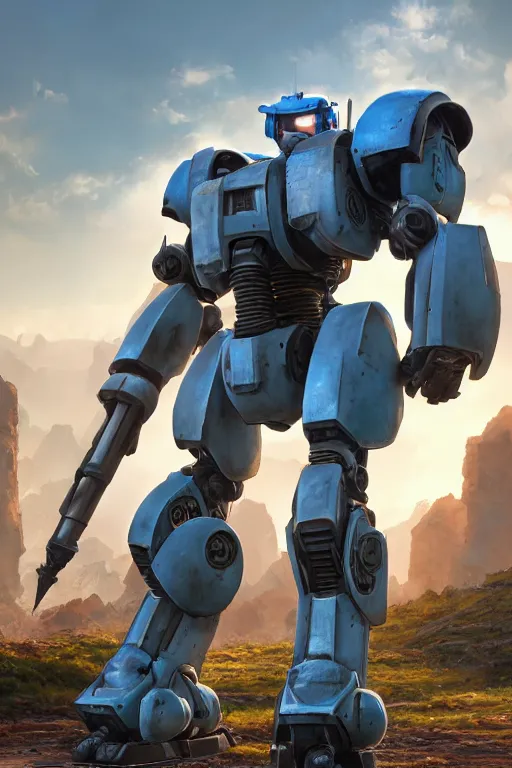 Image similar to mechwarrior 5 : mercenaries mech megaman transformer robot boss tank engine game octane render, 4 k, hd 2 0 2 2 3 d cgi rtx hdr style chrome reflexion glow fanart, global illumination ray tracing hdr fanart arstation by ian pesty by jesper ejsing pixar and disney unreal zbrush central hardmesh