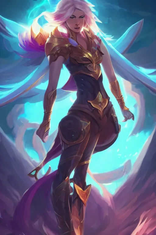 Prompt: kayle league of legends wild rift hero champions arcane magic digital painting bioluminance alena aenami artworks in 4 k design by lois van baarle by sung choi by john kirby artgerm and greg rutkowski and magali villeneuve mage fighter assassin