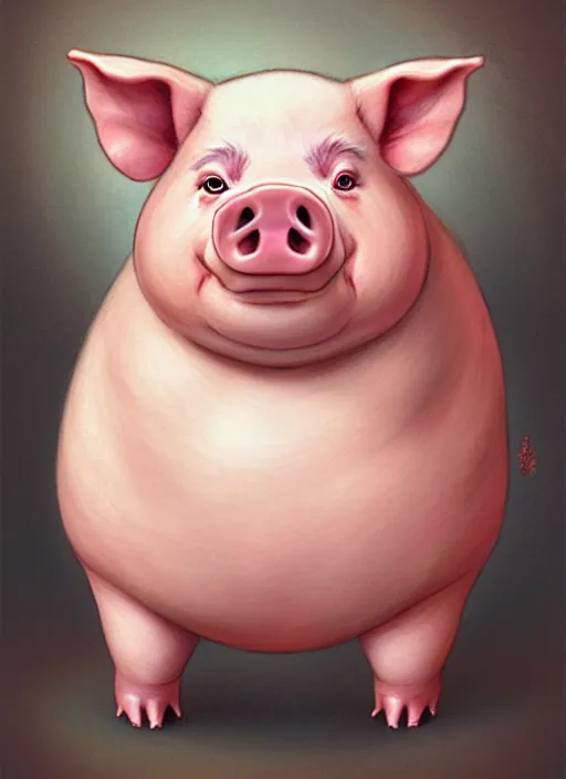 Prompt: Full body Chubby Pig character portrait of a female humanoid pig by Mark Arian. She has a cute beautiful attractive detailed pig snout. She is Sitting on a stove oven where the fire is burning from underneath her visibly. Character design by charlie bowater, ross tran, artgerm, and makoto shinkai, detailed, inked, western comic book art