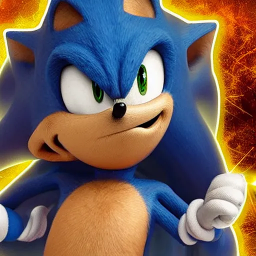 Image similar to photo of an ancient mummy that looks like sonic the hedgehog