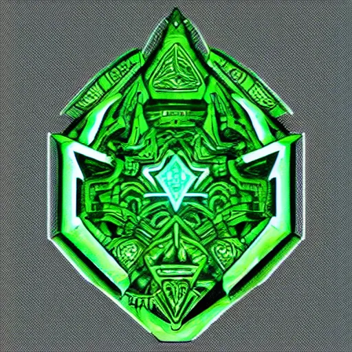 Prompt: glyph gem design intricate, hyper detailed, trending on artstation, green tones, glow