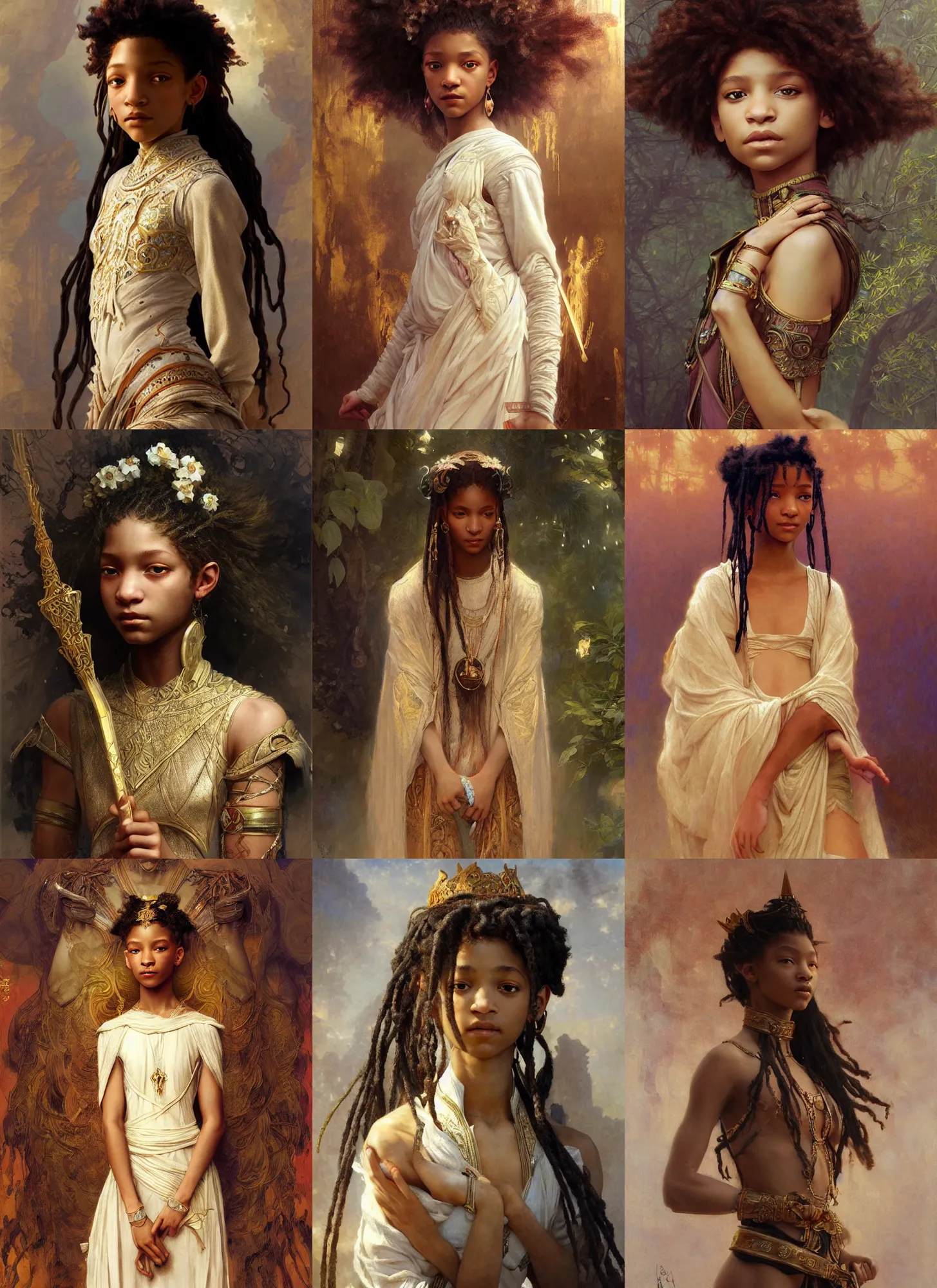 Prompt: willow smith zendaya young, ancient libu princess, intricate, highly detailed, artstation, digital illustration, orientalism, bouguereau, mucha, ruan jia