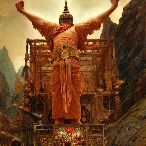 Image similar to giant crow worshipped by buddhist monks, painting by gaston bussiere, craig mullins, j. c. leyendecker, lights, art by ernst haeckel, john william godward, hammershøi,,