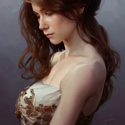 Prompt: Alison Hannigan , beautiful bone structure, intricate, elegant, highly detailed, digital painting, artstation, concept art, smooth, sharp focus, illustration, art by artgerm and greg rutkowski and alphonse mucha