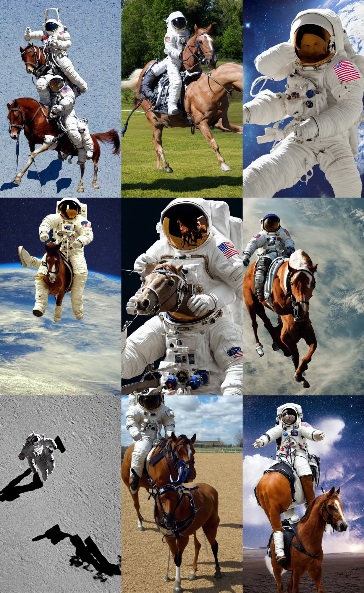 Image similar to a photo of an astronaut riding a horse