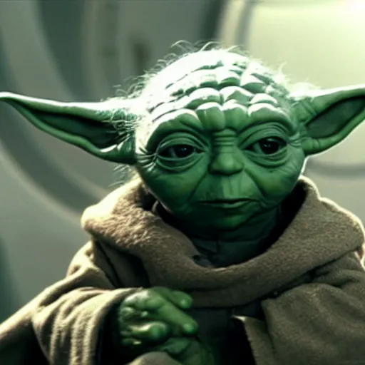 Image similar to yoda in star trek uniform, movie scene,4k