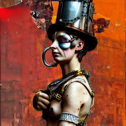 Prompt: steam punk roman slave, contemporary collage, highly detailed, digital painting, 4 k, hdr, punk, fashion, smooth, sharp focus, art by nick knight, sandra chevrier and john hoyland