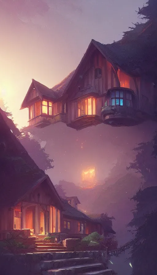 Image similar to beautiful house in big sur, details, sharp focus, illustration, by jordan grimmer and greg rutkowski, trending artstation, pixiv, digital art