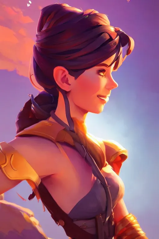 Image similar to epic lady portrait stylized as fornite style game design fanart by concept artist gervasio canda, behance hd by jesper ejsing, by rhads, makoto shinkai and lois van baarle, ilya kuvshinov, rossdraws radiating a glowing aura global illumination ray tracing hdr render in unreal engine 5