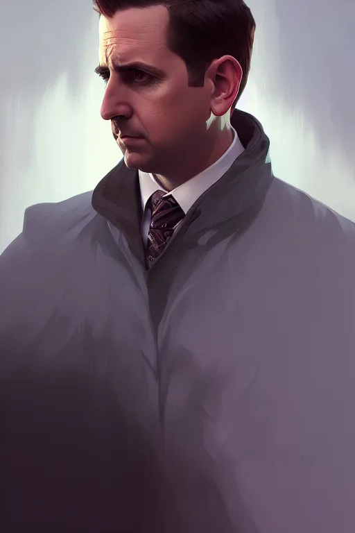 Image similar to a portrait of michael scott, fantasy, sharp focus, intricate, elegant, digital painting, artstation, matte, highly detailed, concept art, illustration, ambient lighting, art by ilya kuvshinov, artgerm, alphonse mucha, and greg rutkowski