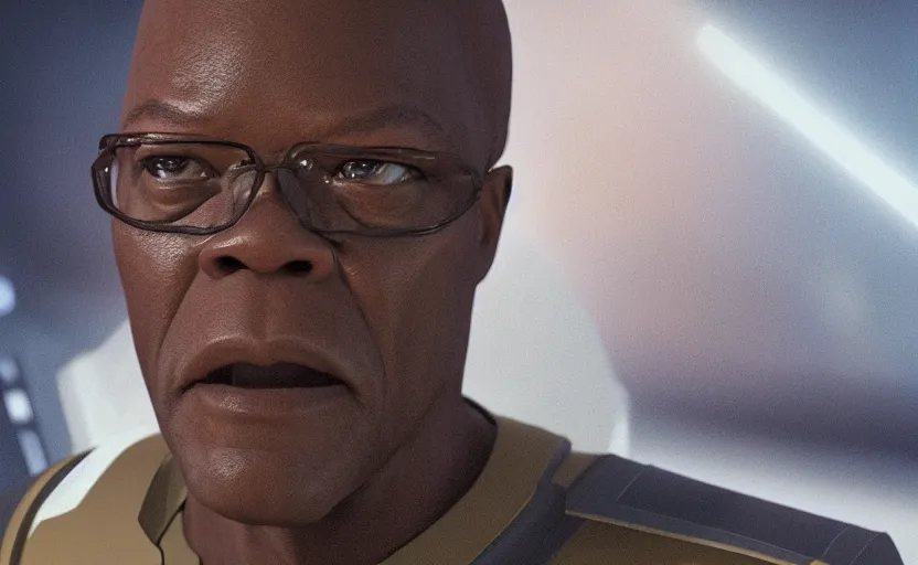 Prompt: Samuel Jackson in Star Trek, 4K UHD image, octane render,