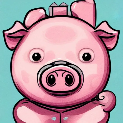 Image similar to face of cutest pig in the world. Artistic. Concept art. Line Drawing. High details. Artstation. Cute.