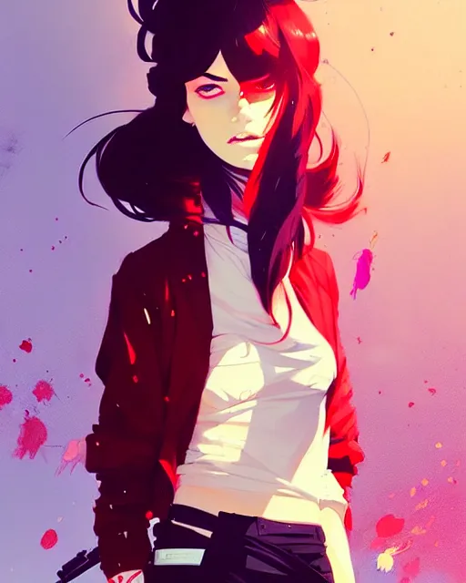 Image similar to a ultradetailed beautiful panting of a stylish gangster girl, by conrad roset, greg rutkowski and makoto shinkai, trending on artstation