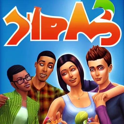 Image similar to sims 2 video game cover art