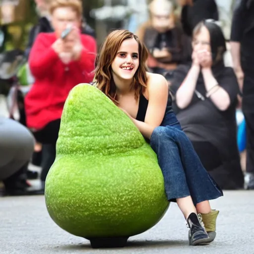 Prompt: emma watson as an avocado emma chair