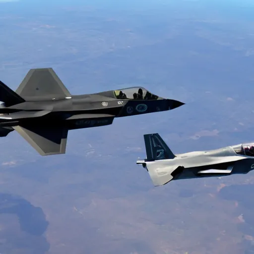 Prompt: f35 engaged in a dogfight with a j20