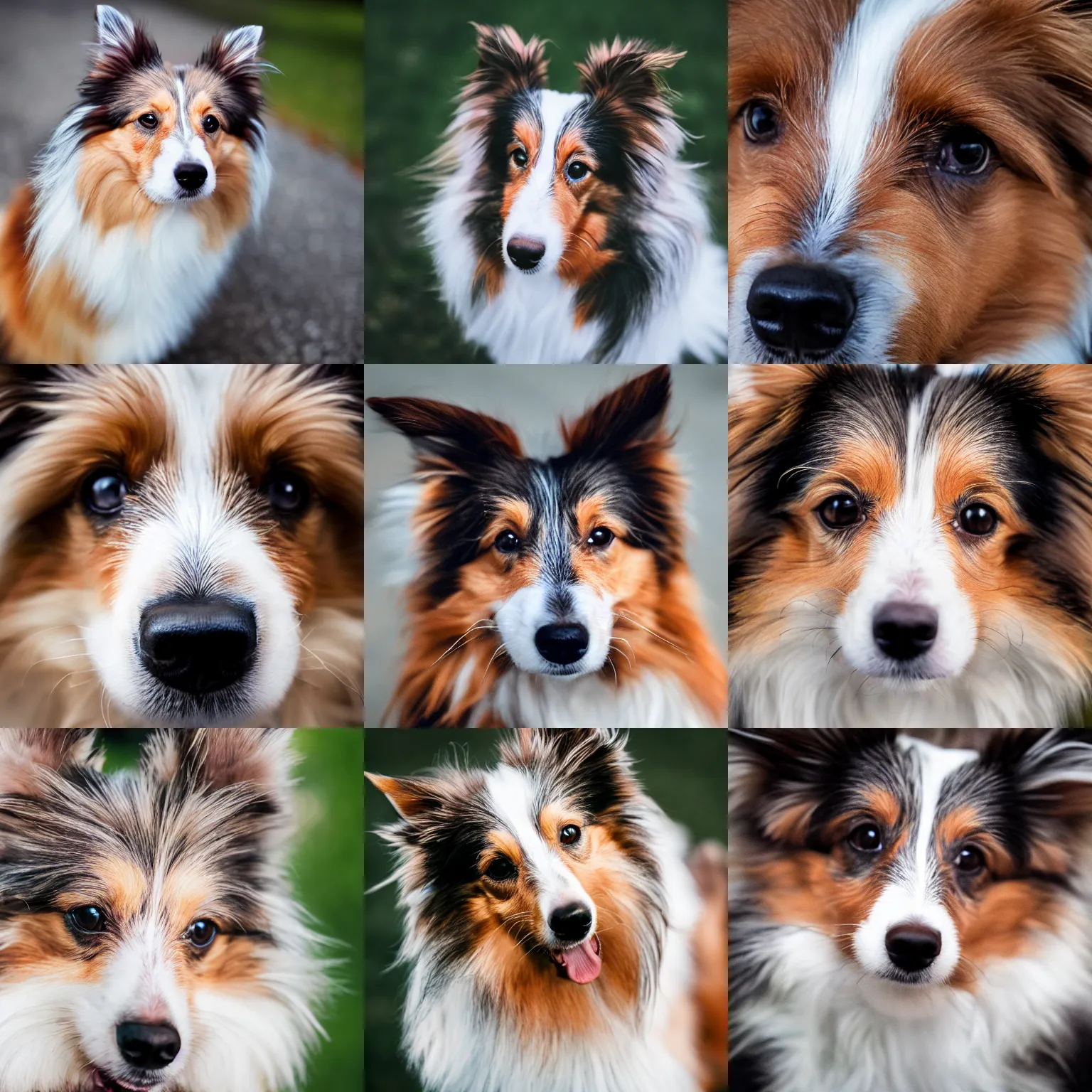 Prompt: an ultra detailed photo portrait of a sheltie, close up, dslr