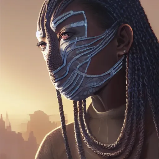 Image similar to highly detailed an african american woman in with the shadow ninja suit from the future gta v, stephen bliss, unreal engine, fantasy art by greg rutkowski, loish, rhads, ferdinand knab, makoto shinkai and lois van baarle, ilya kuvshinov, rossdraws, tom bagshaw, global illumination, radiant light, detailed and intricate environment