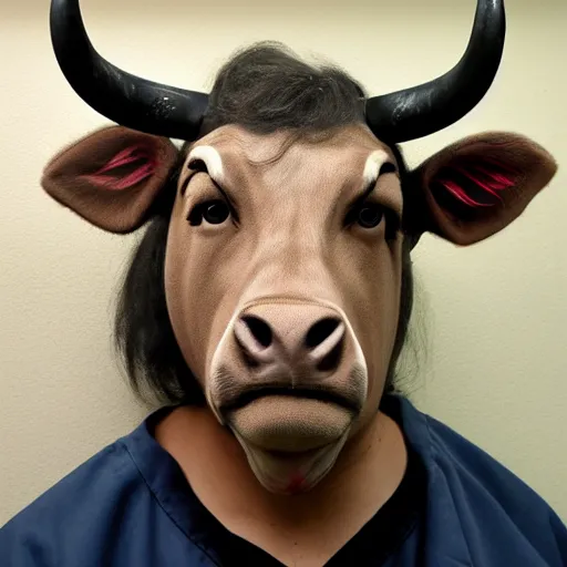 Image similar to inmate that has a bull head