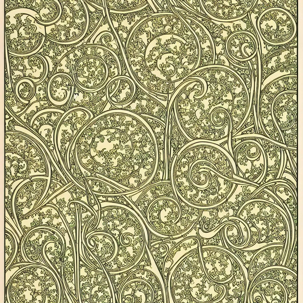 Prompt: a perfectly repeating Art Nouveau pattern, highly detailed by Walter Crane