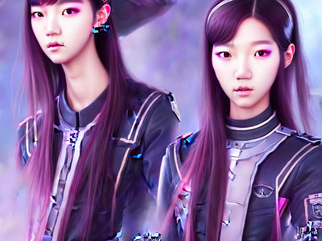 Image similar to portrait jisoo from blackpink futuristic korea police uniform girl, at future neon light rooftop, ssci - fi and fantasy, intricate and very very beautiful and elegant, highly detailed, digital painting, artstation, concept art, smooth and sharp focus, illustration, art by tan zi and ayanamikodon and alphonse mucha and wlop