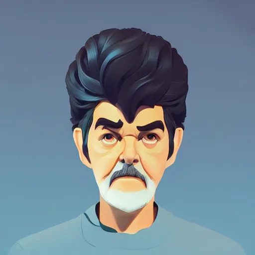 Image similar to face icon stylized minimalist george lucas, loftis, cory behance hd by jesper ejsing, by rhads, makoto shinkai and lois van baarle, ilya kuvshinov, rossdraws global illumination