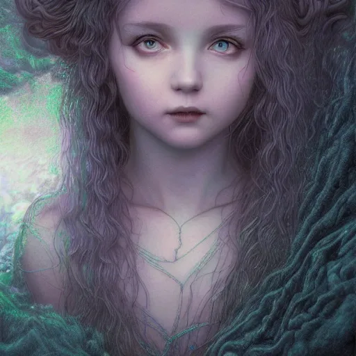 Prompt: Photorealistic loli goddess in the style of Michael Whelan and Gustave Dore. Hyperdetailed photorealism, 108 megapixels, amazing depth, glowing rich colors, powerful imagery, psychedelic Overtones, 3D finalrender, 3d shading, cinematic lighting, artstation concept art