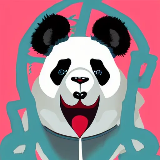 Image similar to digital art of a mad scientist panda