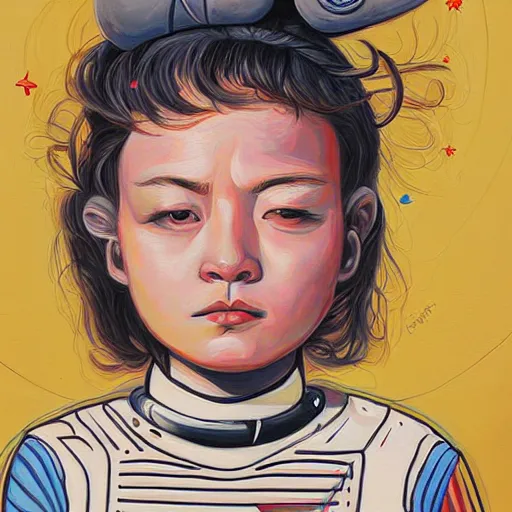 Prompt: wlop oil painting of a girl lost in space, mcbess, james jean