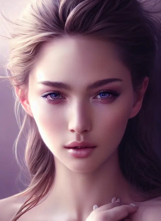 Image similar to a gorgeous female photo, professionally retouched, award winning, hyperdetailed, rendered in vue, soft lighting, feather hair, realistic, smooth face, perfect eyes, wide angle, sharp focus on eyes, 8 k high definition, insanely detailed, intricate, elegant, art by artgerm and greg rutkowski