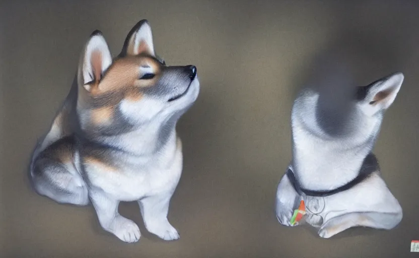 Prompt: a shiba inu that doesn't know any artists names. such confuse, many stupid, wow